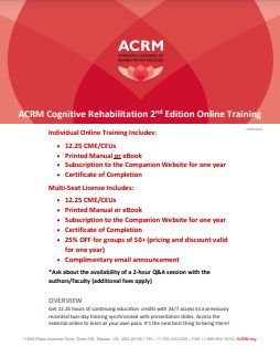 ACRM Cognitive Rehabilitation Online Training (pdf)